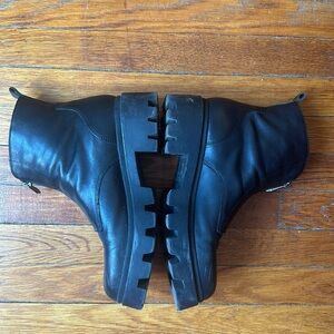 Marc Fisher Zippa Black Lug Sole Front Zip Bootie